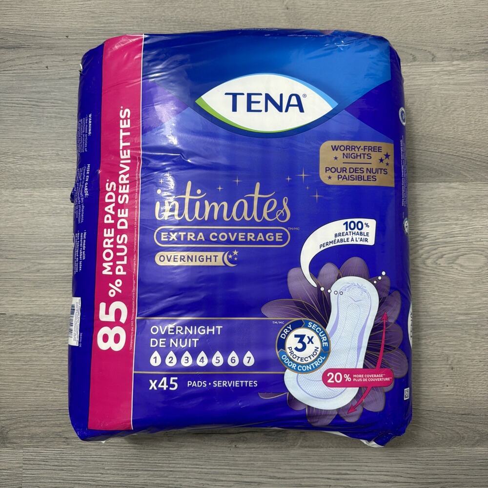 Tena Intimates Overnight Absorbency Incontinence Pads for Women 45 ct